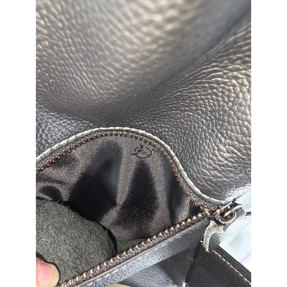 BullCaptain Mens Black Leather Sling Bag Crossbody Chest Pack Travel YB-07 Black
